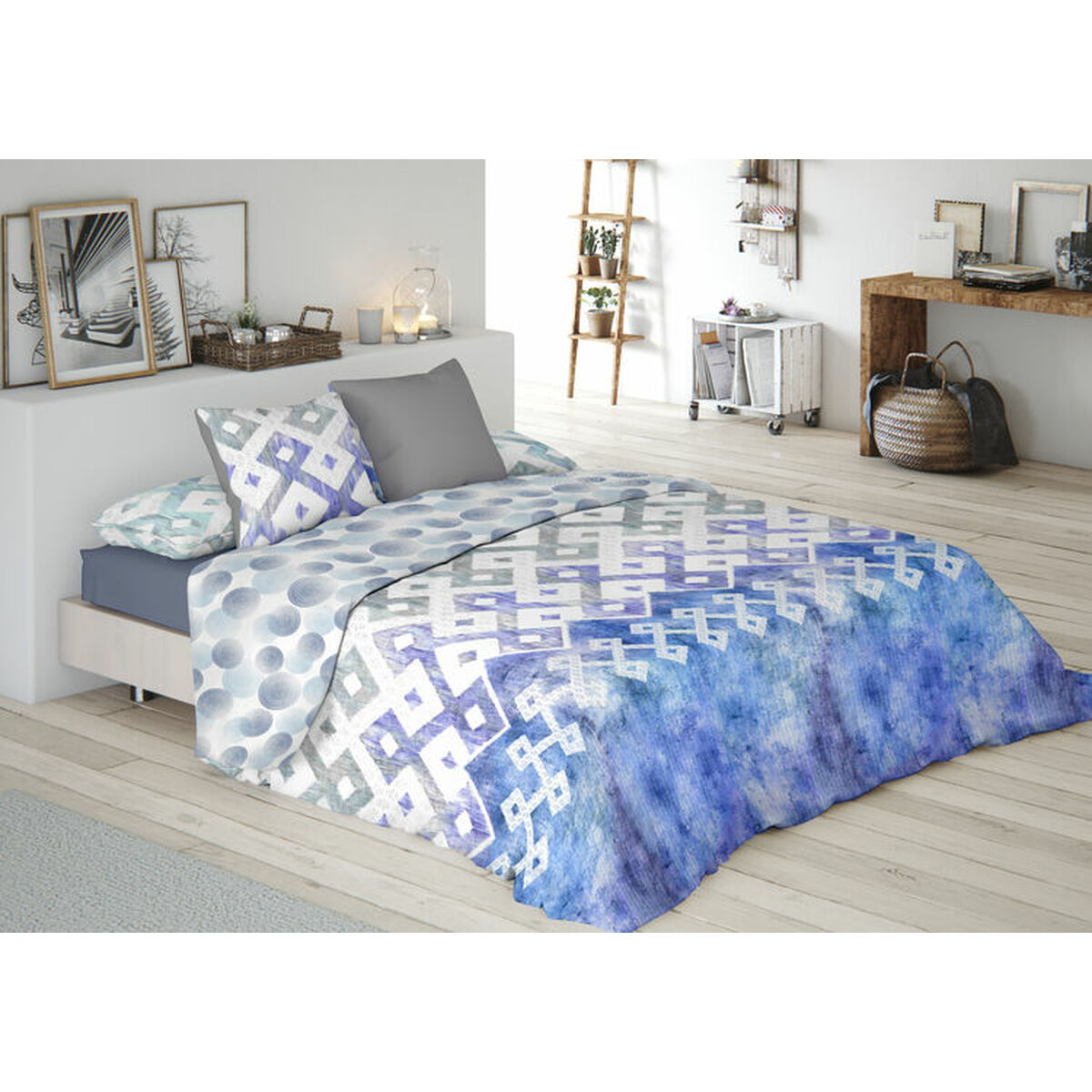 Conjunto de capa de edredom Pierre Cardin VAIL Azul Solteiro 3 Peças